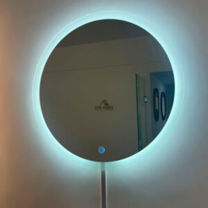 Espejo Diseño 4- Espejo Redondo Guarda Esmerilada Externa + TOUCH y LED