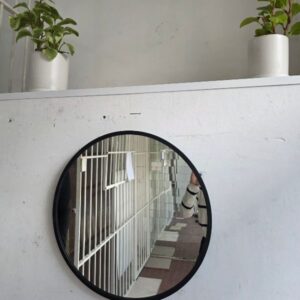 Espejo redondo 4mm con marco PVC negro, para colgar 50cm #131