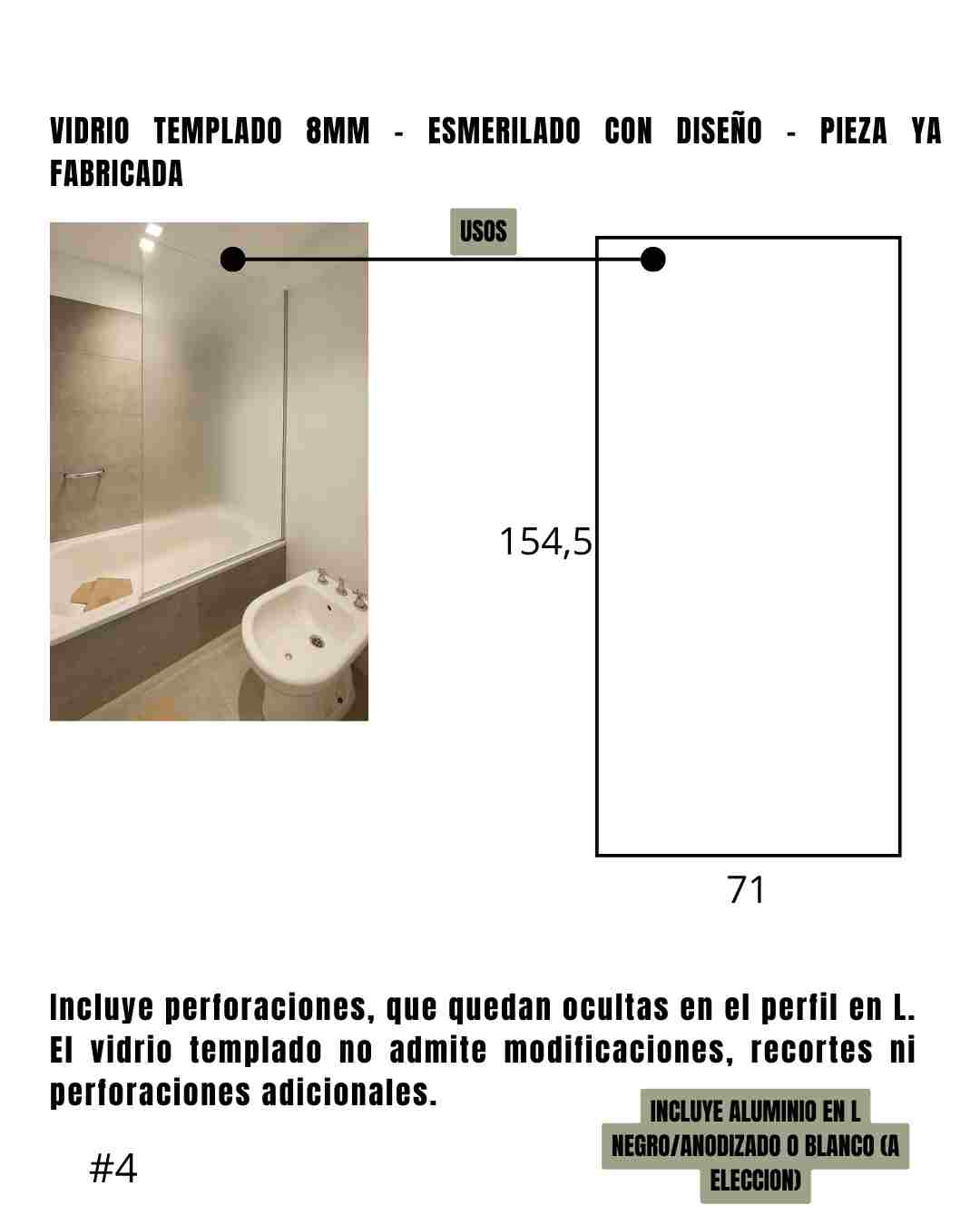 Mampara – Paño Fijo – Esmerilado – 71 x 154,5 cm #4