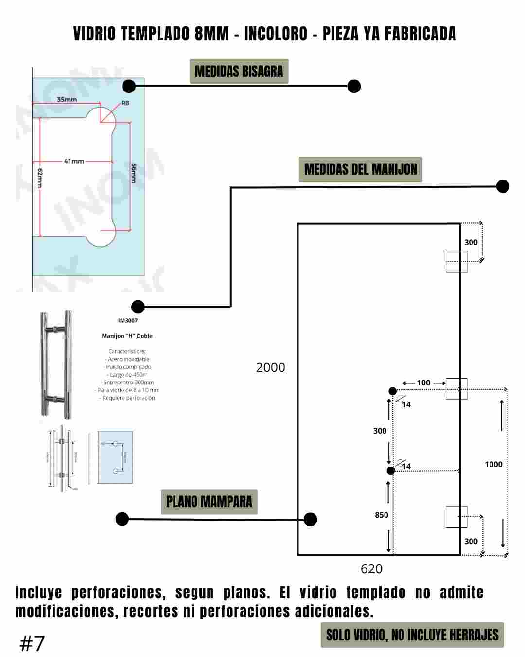 Mampara – Rebatible – Incoloro – 62 x 200 cm #7 - Imagen 2