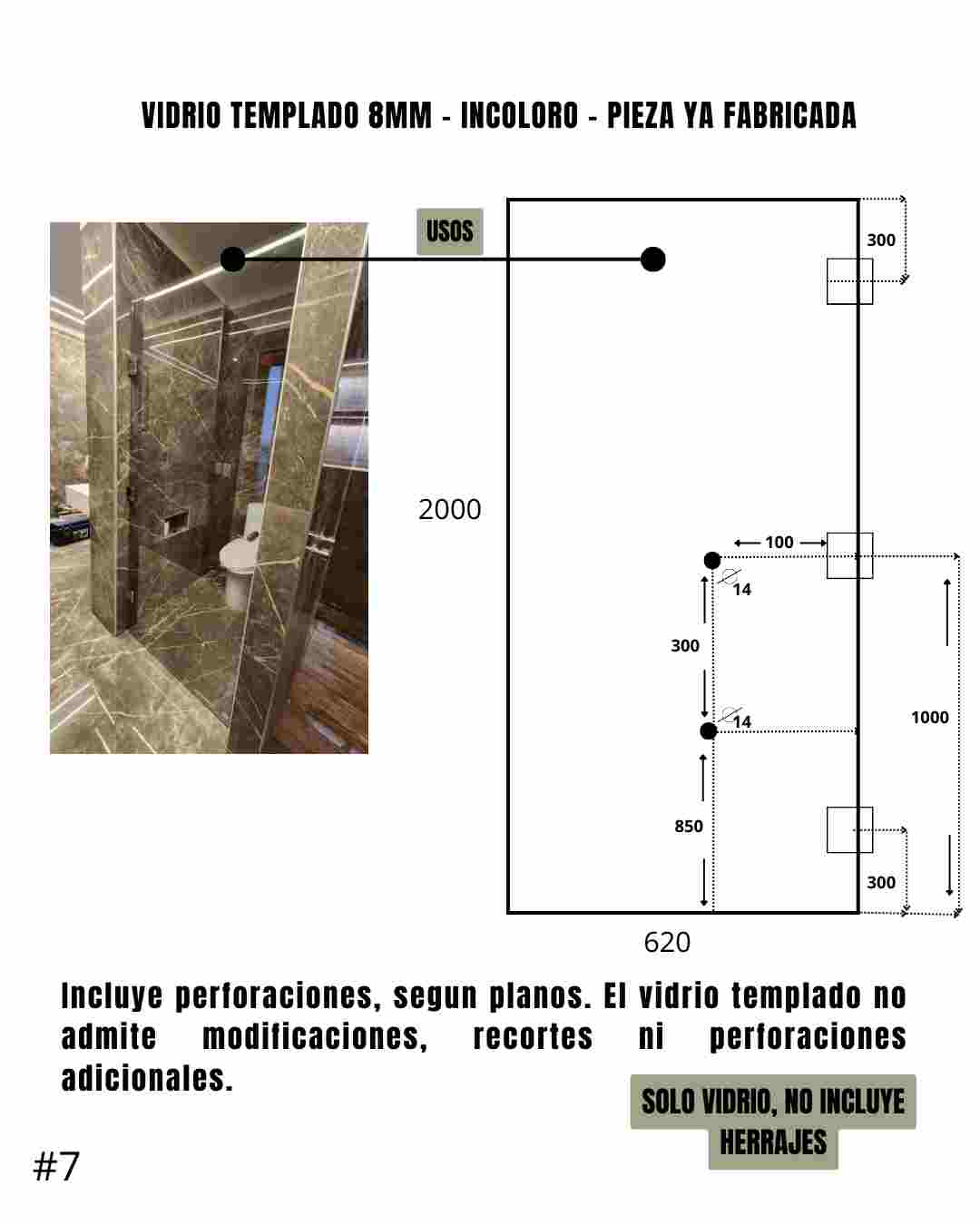 Mampara – Rebatible – Incoloro – 62 x 200 cm #7 - Imagen 3