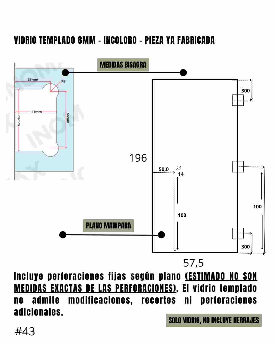 Mampara – Rebatible – Incoloro – 57,5 x 196 cm #43 - Imagen 2