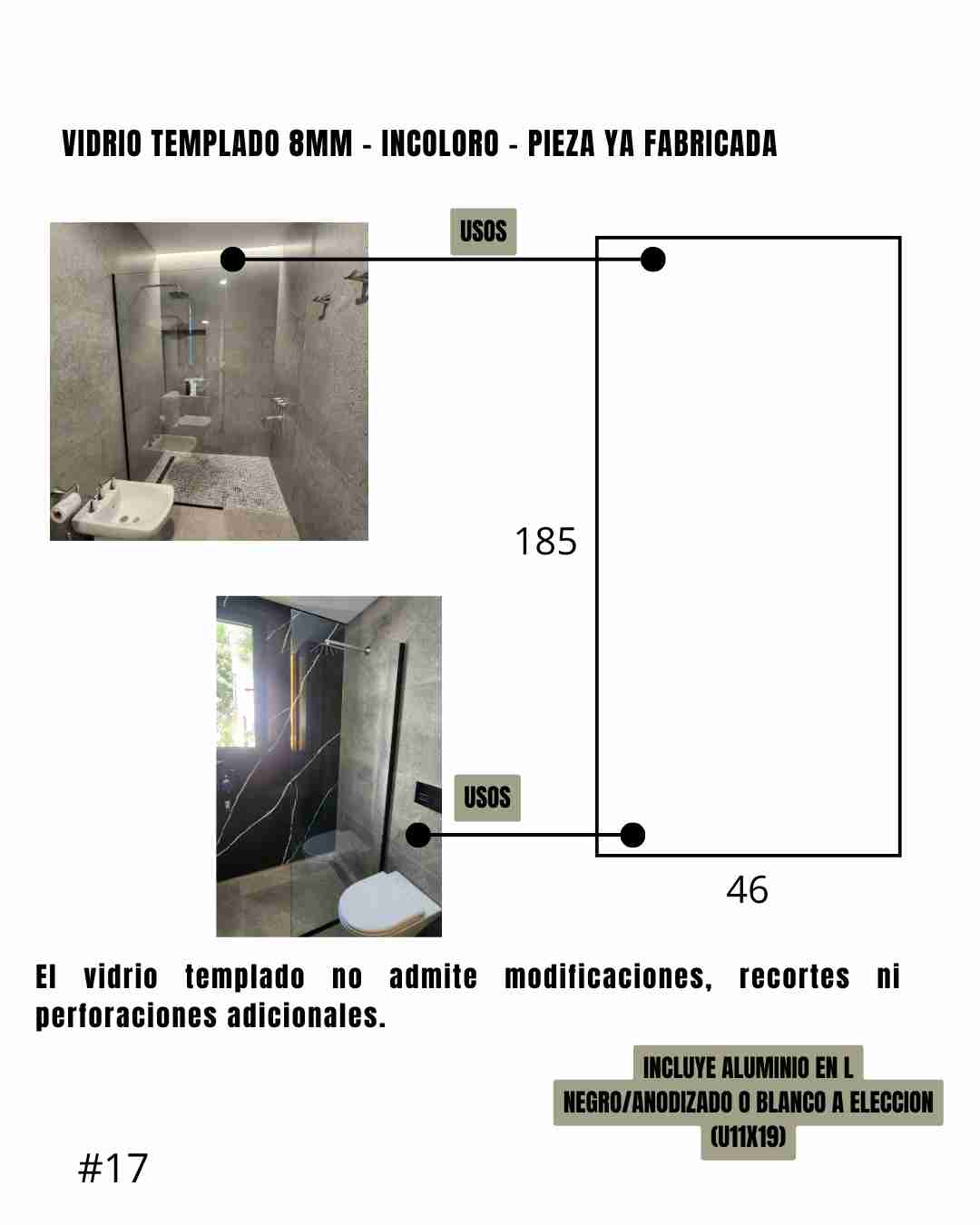 Mampara – Paño Fijo – Incoloro – 46 x 185 cm #17
