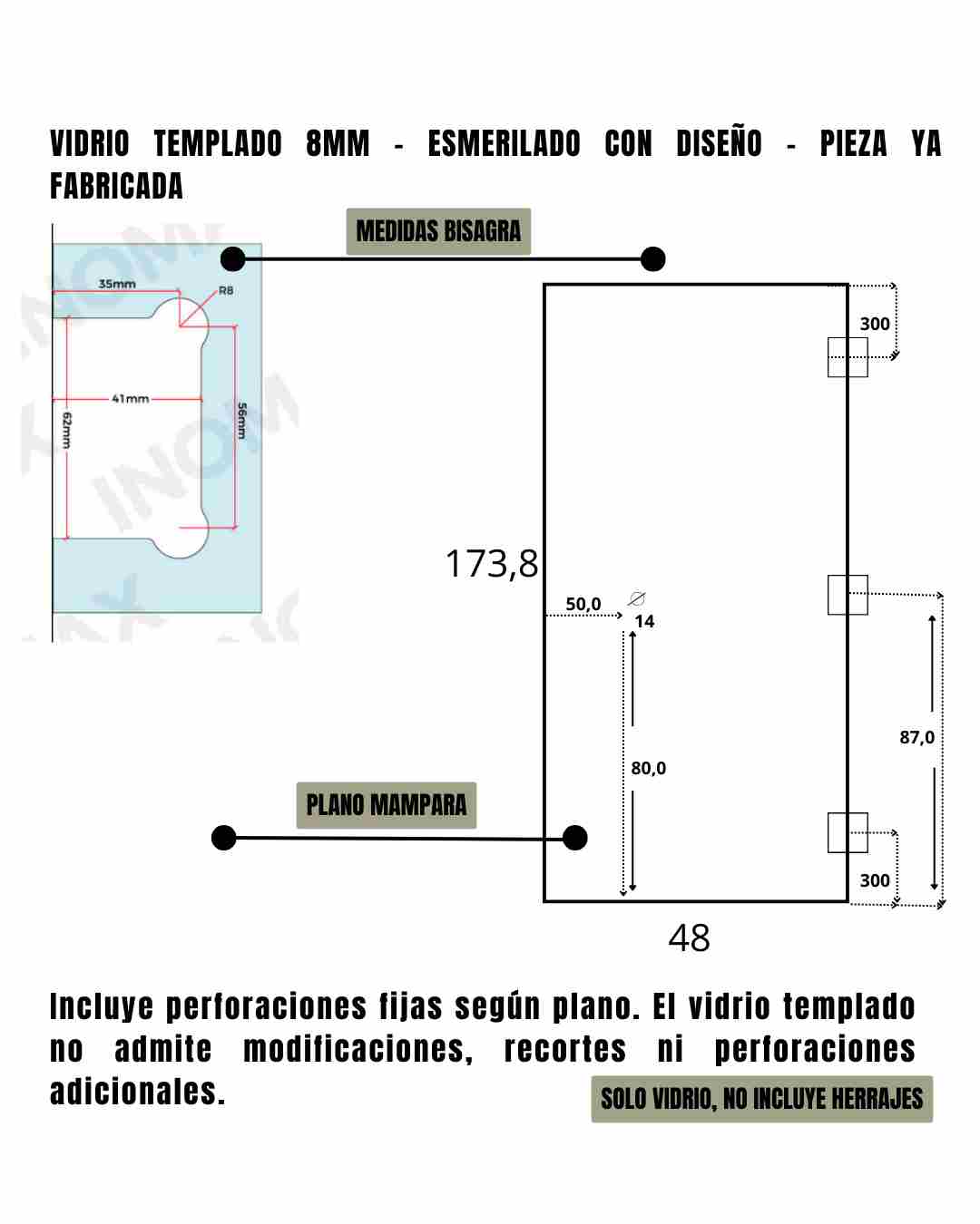 Mampara – Rebatible – Esmerilado – 48 x 173,8 cm #2 - Imagen 2