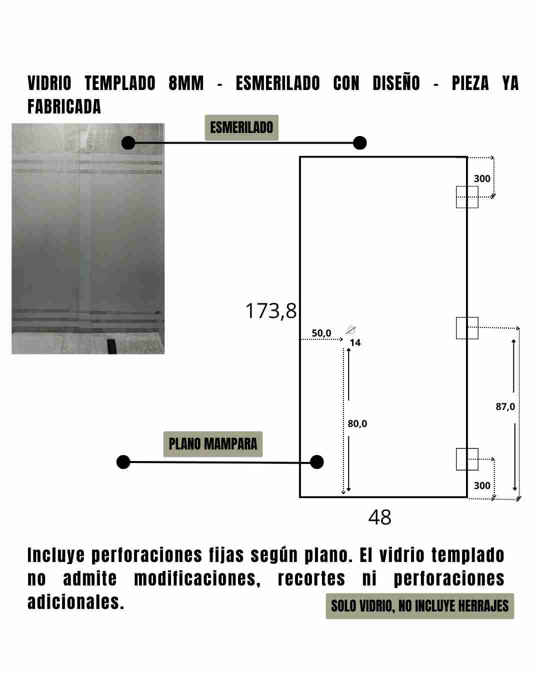 Mampara – Rebatible – Esmerilado – 48 x 173,8 cm #2 - Imagen 3