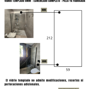 Mampara – Paño Fijo – Esmerilado – 59 x 212 cm #59