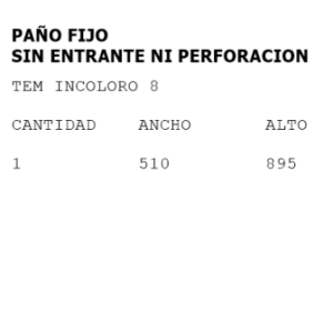 Vidrio – Incoloro – 89,5 x 51 cm #62