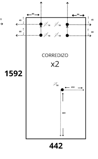 Vidrio – Esmerilado – 44,2 x 159,2 cm #73