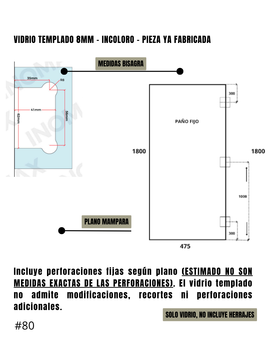 Mampara – Rebatible – Incoloro – 47,5 x 180 cm #80