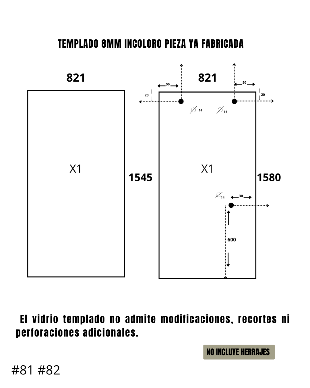Mampara Corrediza – Incoloro – 159,2 x 160 cm #81 #82 - Imagen 3