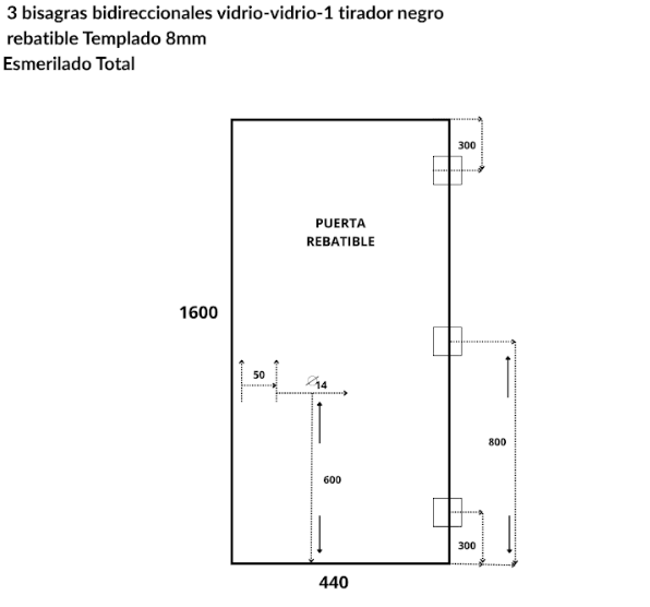 Mampara – Fija + Rebatible – Esmerilada– 85 x 160 cm #77 #78 - Imagen 2