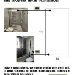 Mampara – Paño Fijo – Incoloro – 58 x 190 cm #90